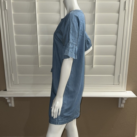 Vineyard Vines Chambray Flutter Sleeve Lace Up Denim Dress‎ Summer Evening - Picture 5 of 11